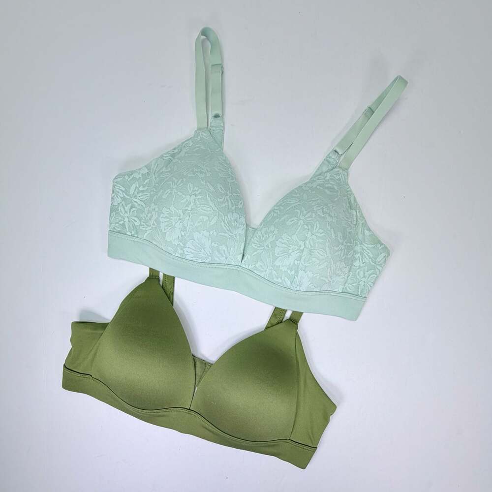 Auden Lightly Lined Wirefree Bra - Set of 2 (Green and Mint Lace) - Picture 5 of 5